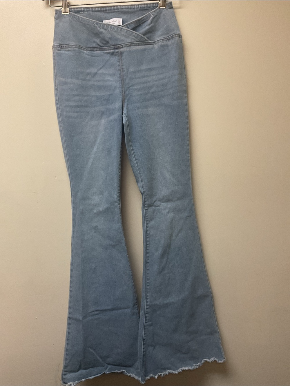 Vanilla Star Light Blue  Flare Jeans with Crossover Waist
